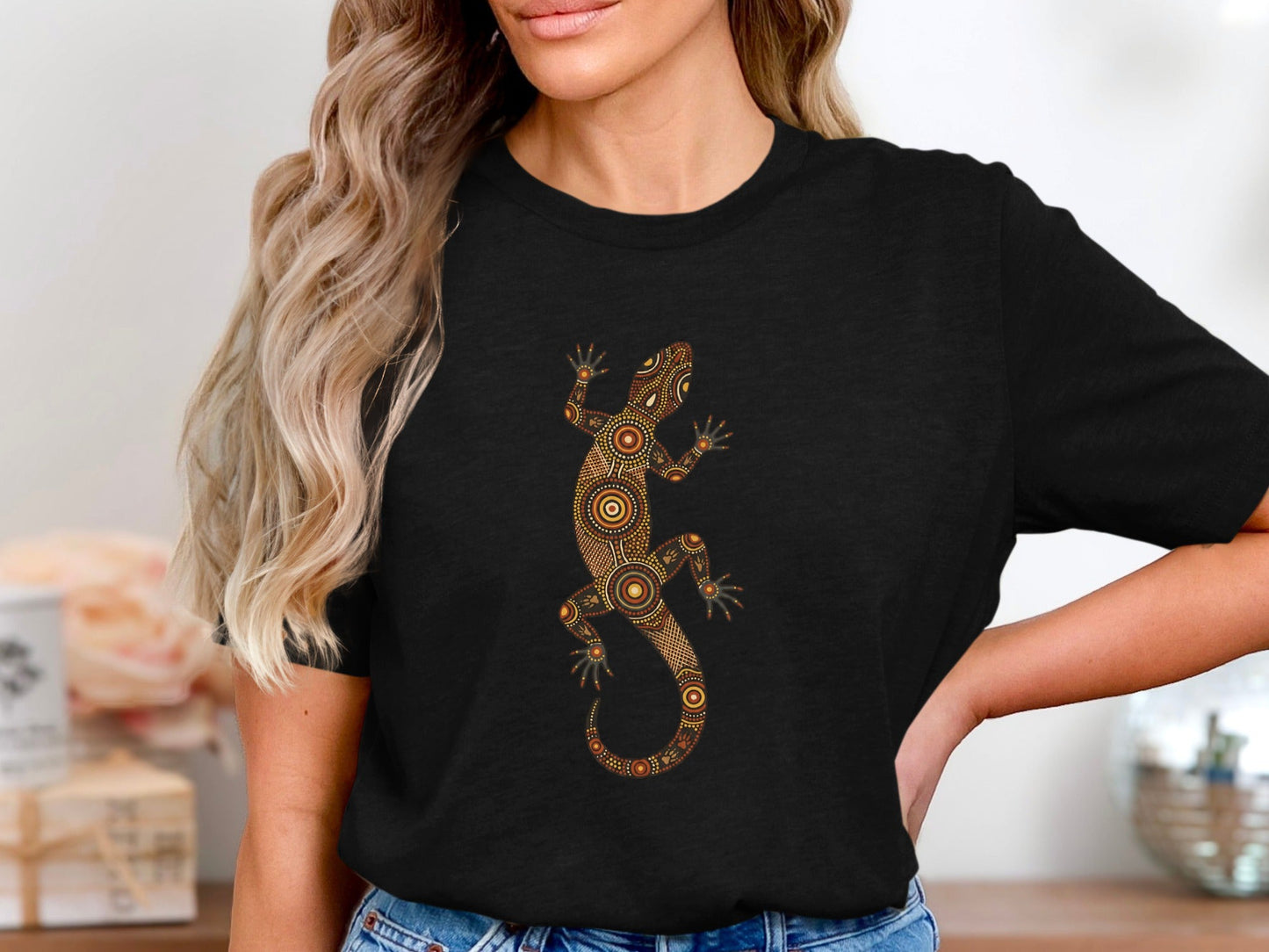 Aboriginal Dot Art Lizard T-Shirt