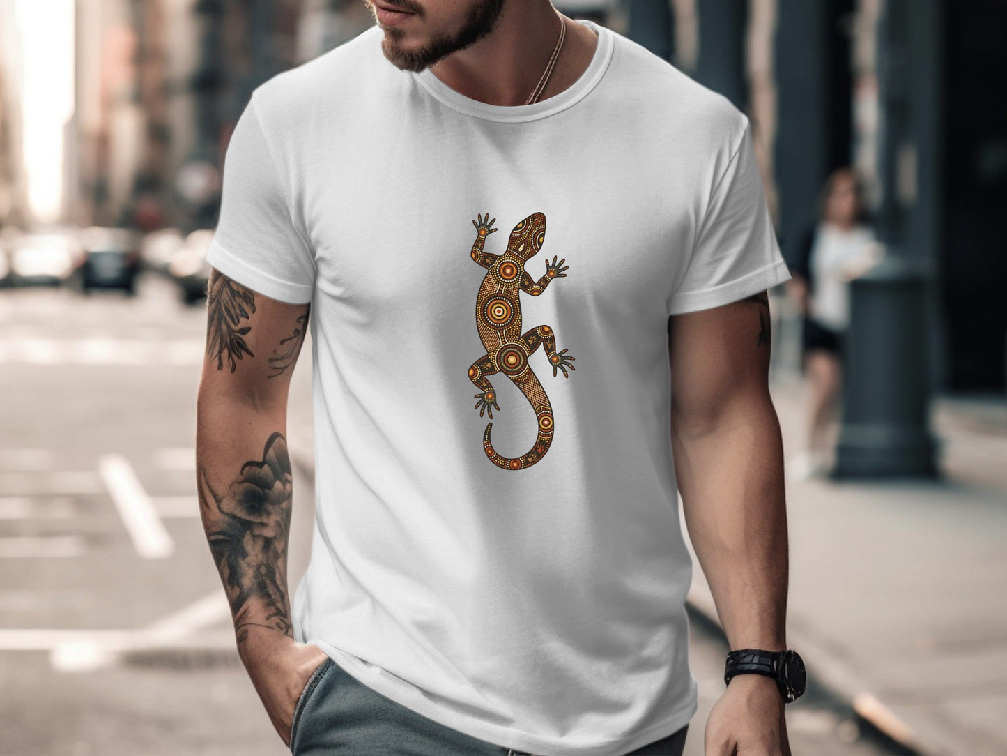 Aboriginal Dot Art Lizard T-Shirt