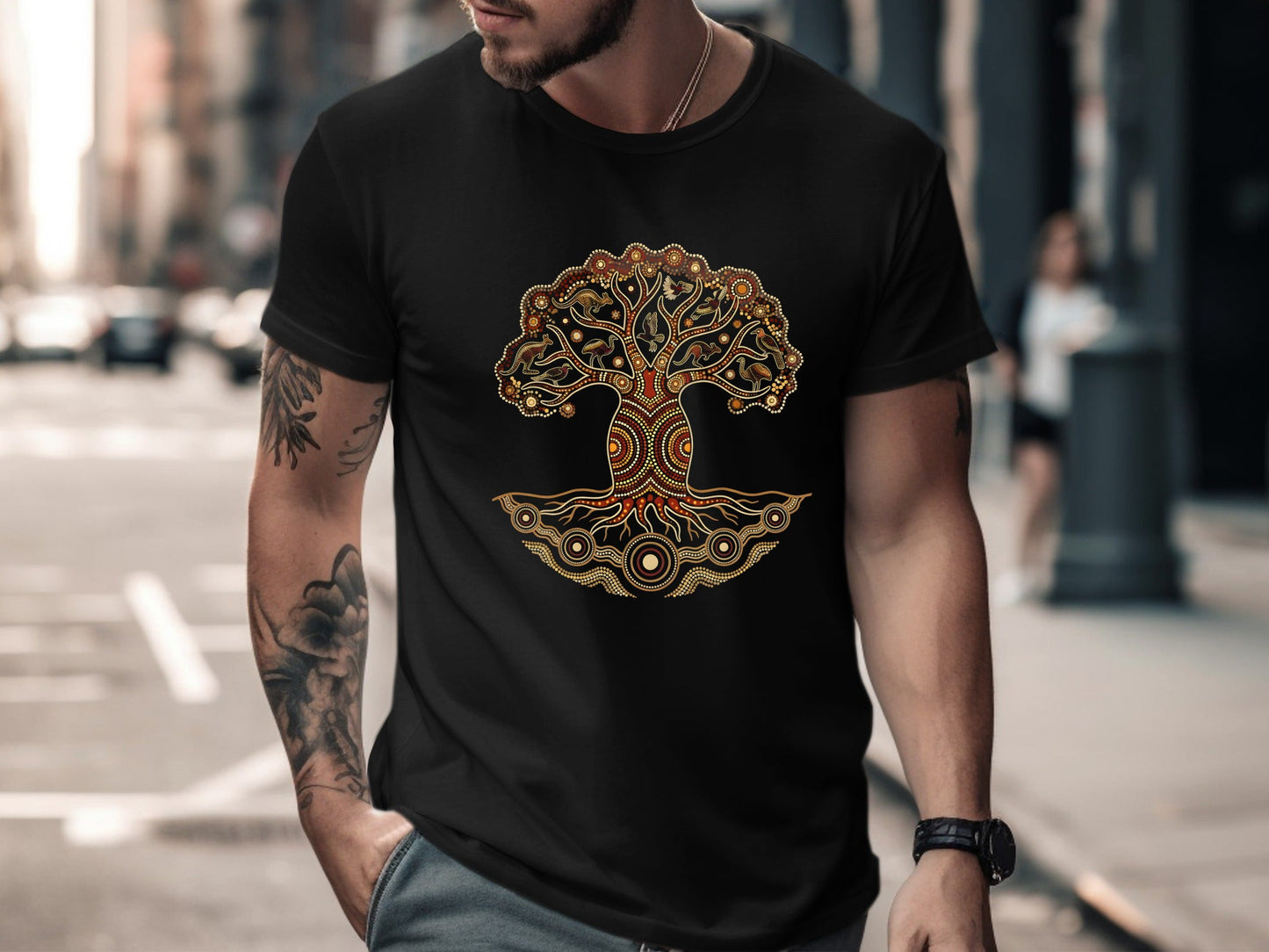 Sacred Tree of Life Aboriginal Dot Art T-Shirt