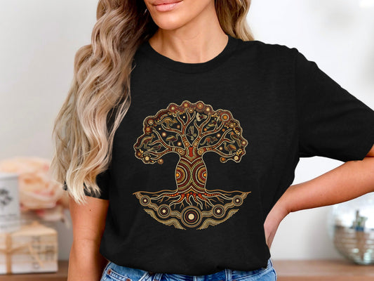Sacred Tree of Life Aboriginal Dot Art T-Shirt