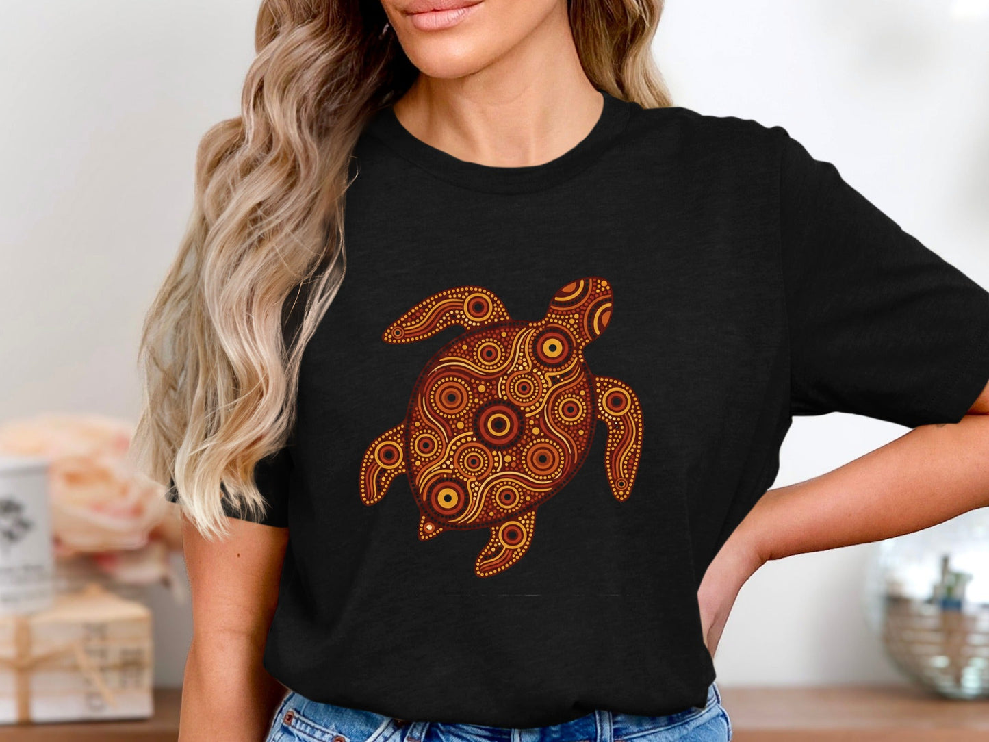 Aboriginal Dot Art Sea Turtle T-Shirt