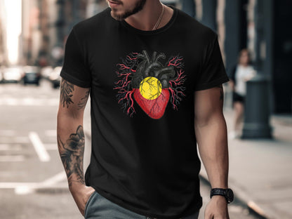 Aboriginal Flag Anatomical Heart T-Shirt