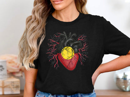 Aboriginal Flag Anatomical Heart T-Shirt