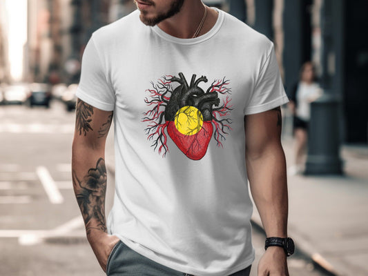 Aboriginal Flag Anatomical Heart T-Shirt