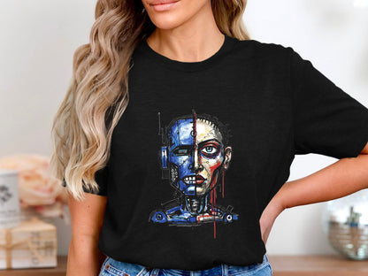 Cyborg Split Face Cyberpunk T-Shirt