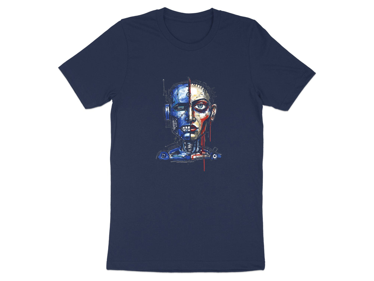 Cyborg Split Face Cyberpunk T-Shirt