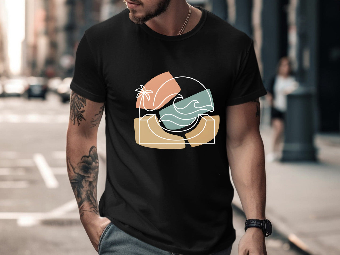 Abstract Coastal Sun & Surf T-Shirt