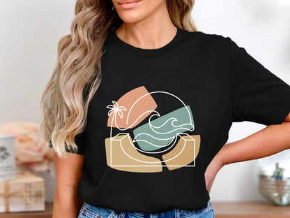 Abstract Coastal Sun & Surf T-Shirt