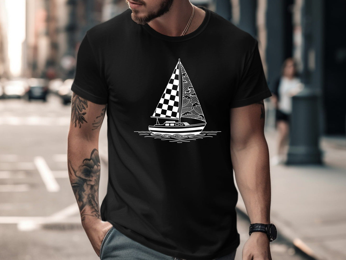 Abstract Nautical Sailing Graphic T-Shirt