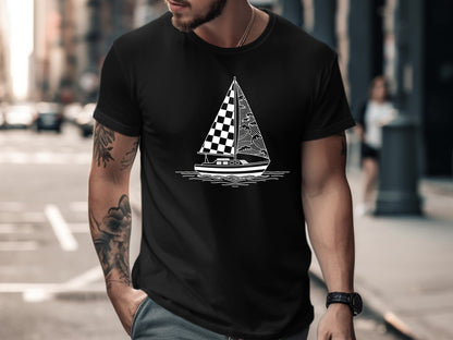 Abstract Nautical Sailing Graphic T-Shirt