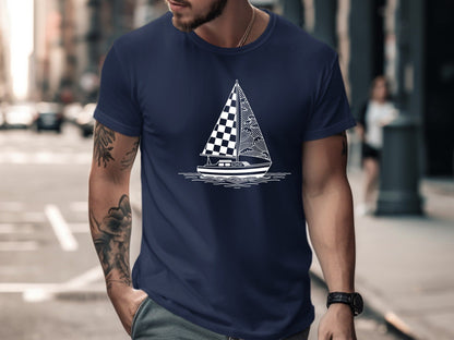 Abstract Nautical Sailing Graphic T-Shirt