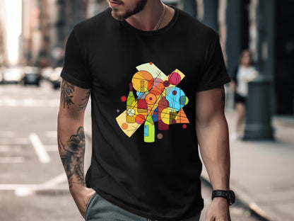 Abstract Geometric Wine & Beer Bottles T-Shirt