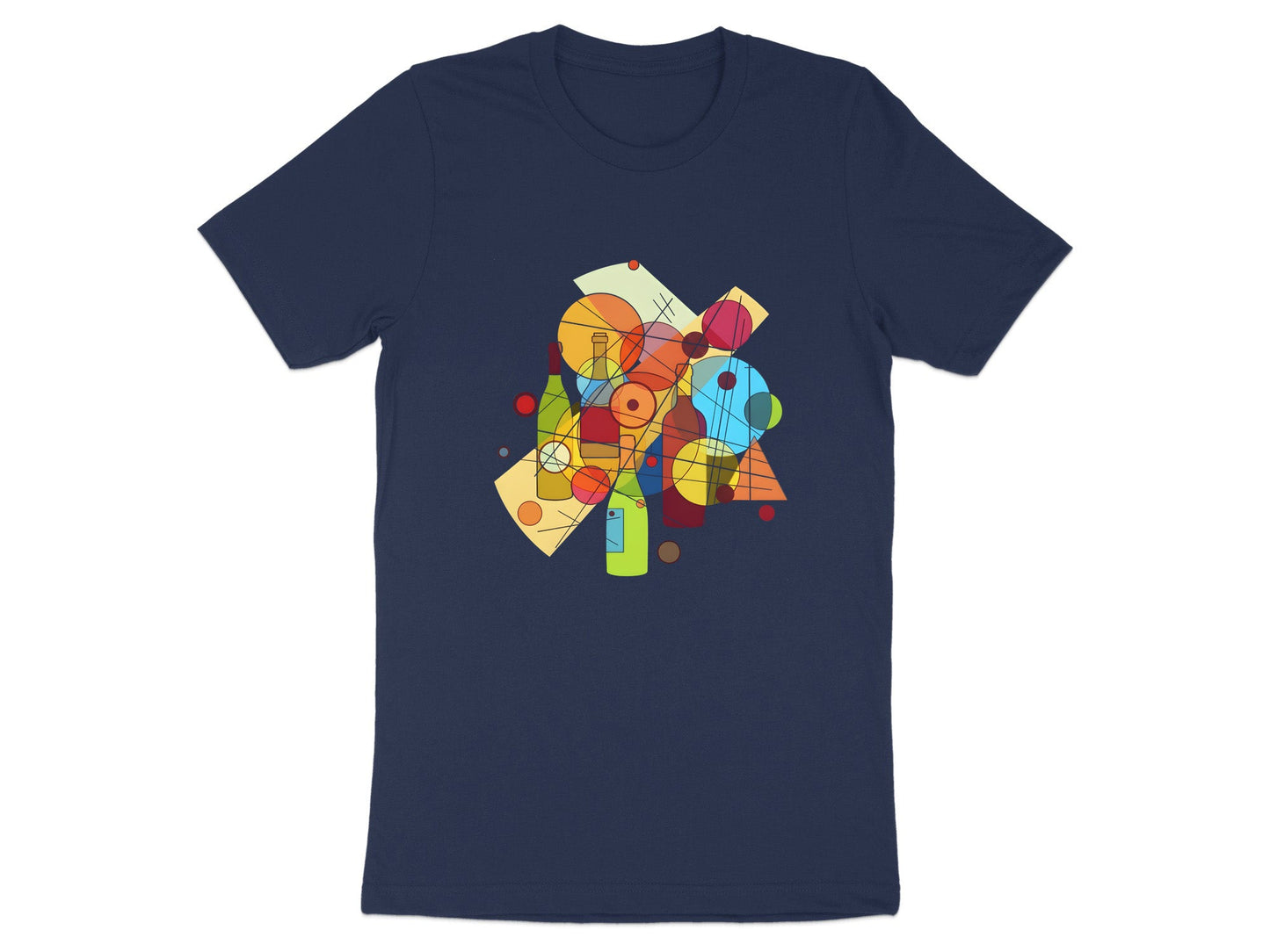 Abstract Geometric Wine & Beer Bottles T-Shirt