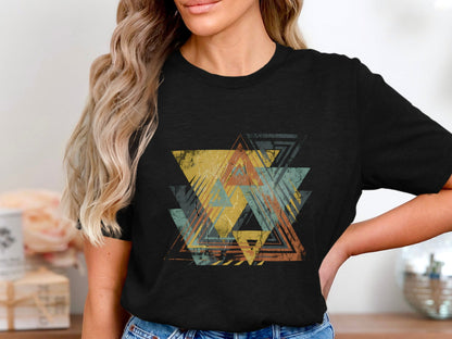 Vintage Distressed Triangle Abstract T-Shirt
