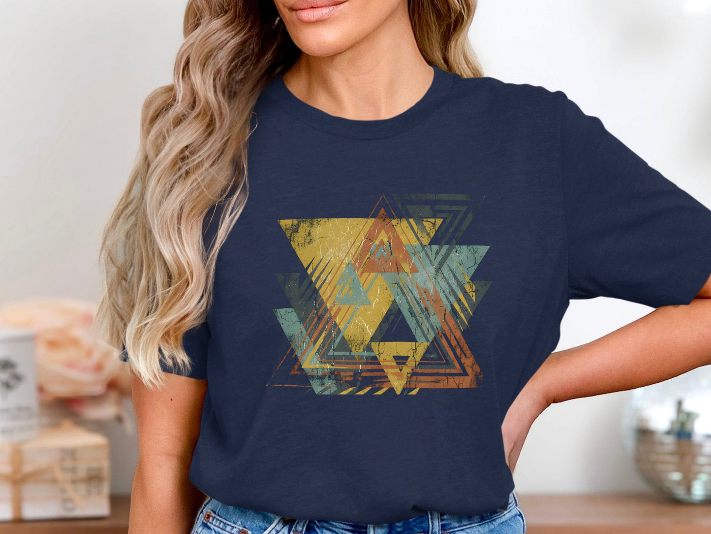 Vintage Distressed Triangle Abstract T-Shirt
