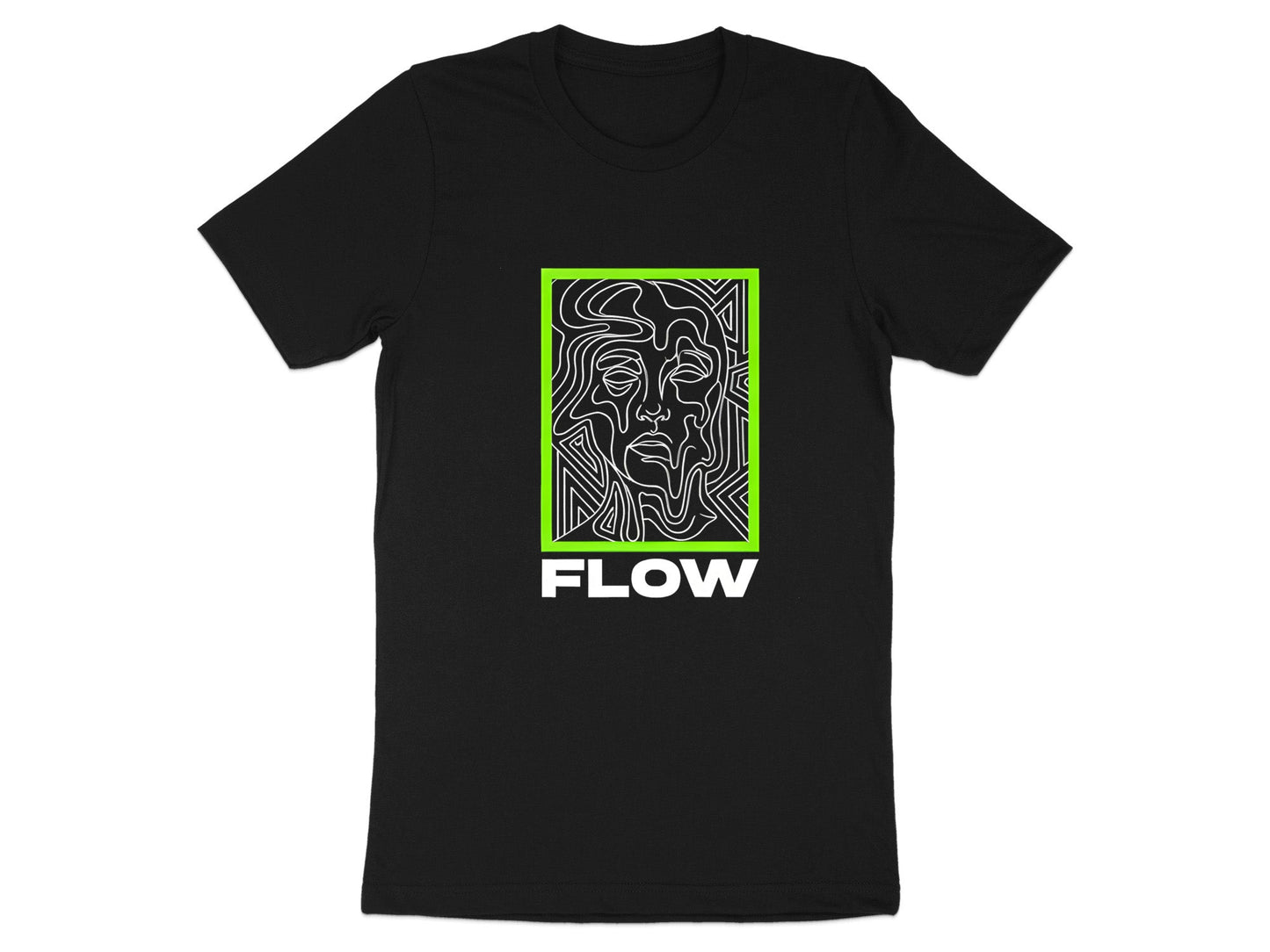 Lime Green Flow Line Art Face T-Shirt