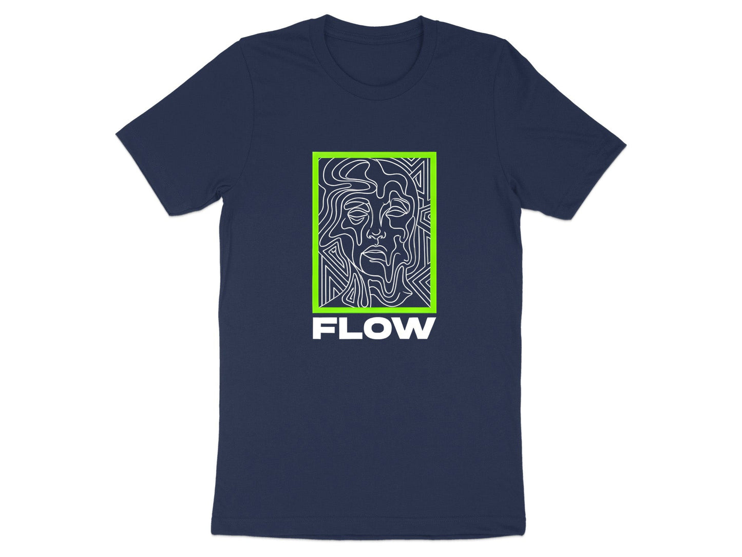 Lime Green Flow Line Art Face T-Shirt