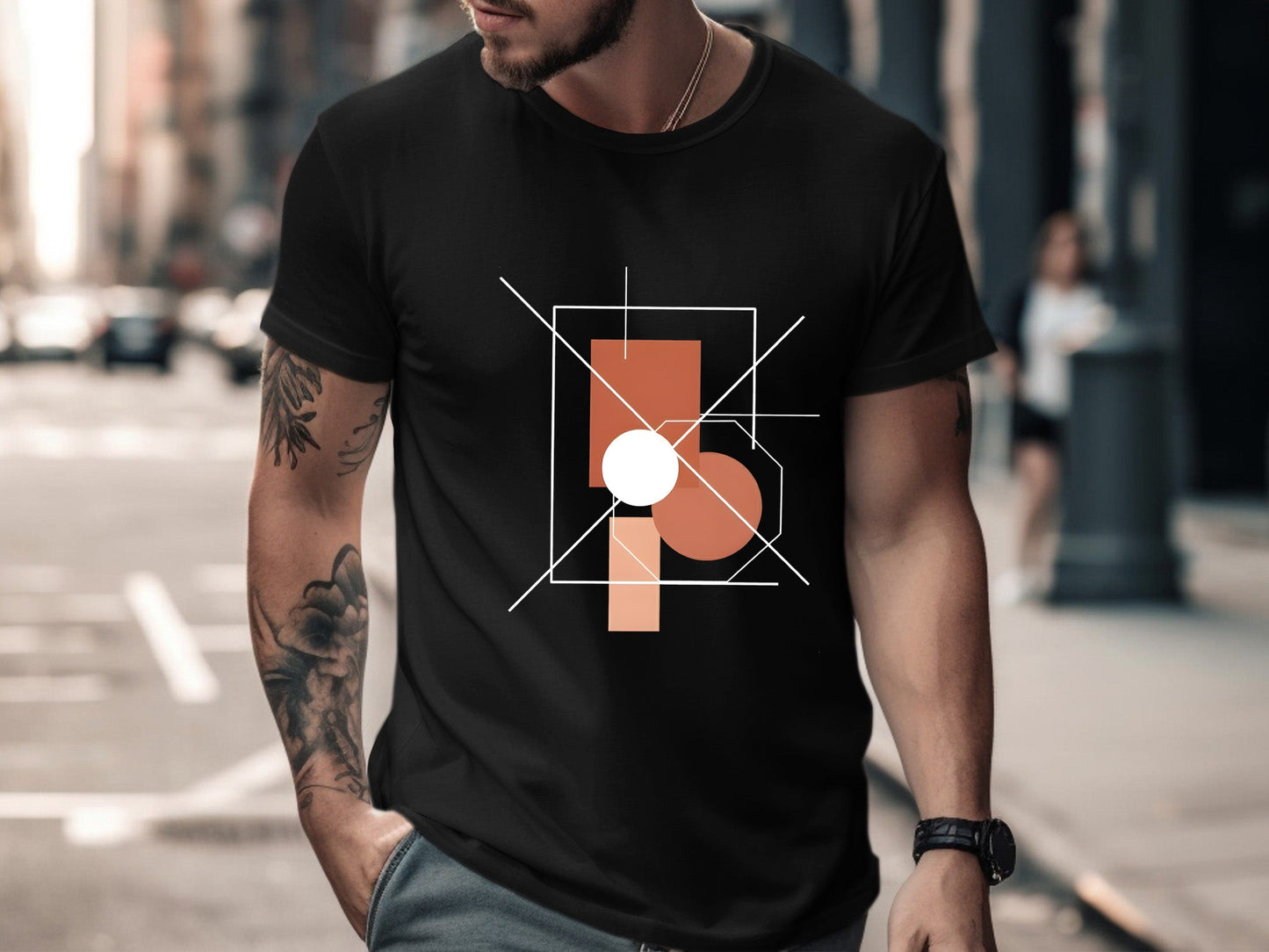 Constructivist Geometric Line Art T-Shirt