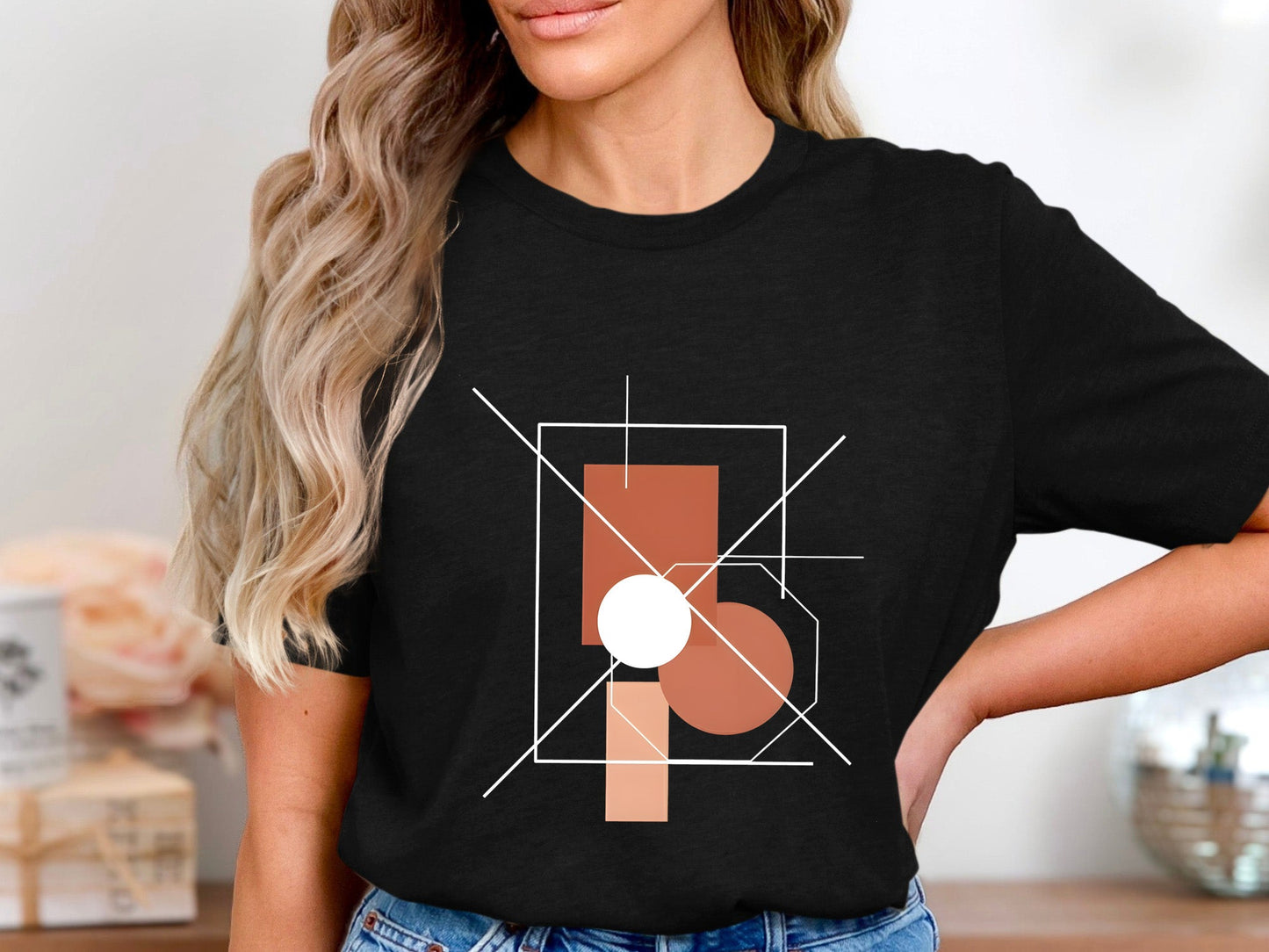 Constructivist Geometric Line Art T-Shirt