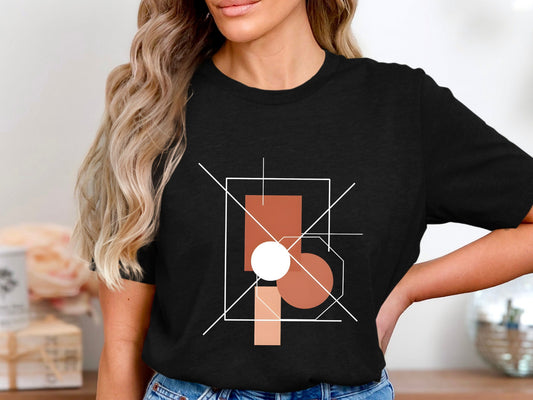 Constructivist Geometric Line Art T-Shirt
