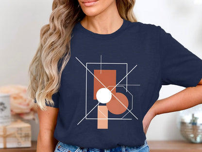 Constructivist Geometric Line Art T-Shirt