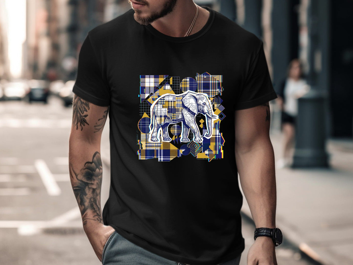Abstract Geometric Elephant Art Men's Tee