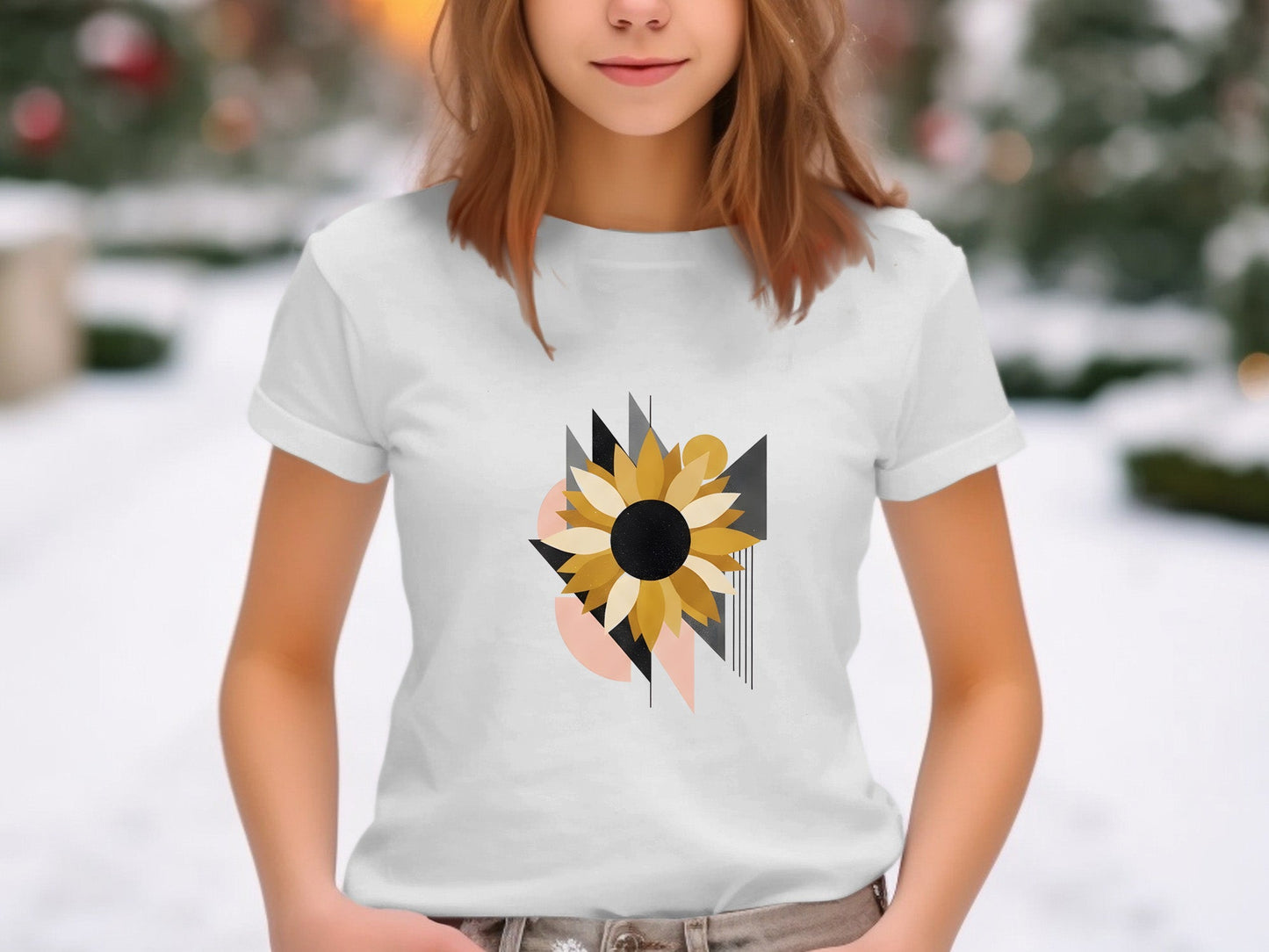 Geometric Sunflower Abstract T-Shirt
