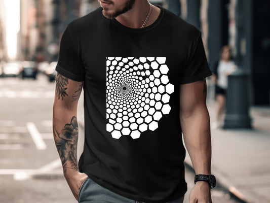Hexagonal Vortex Optical Illusion T-Shirt