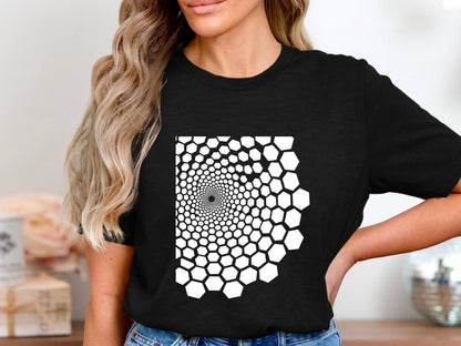 Hexagonal Vortex Optical Illusion T-Shirt