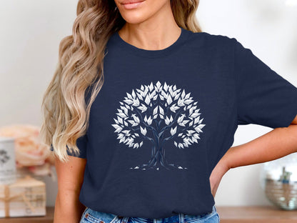 Modern Nature Art Geometric Origami Tree T-Shirt