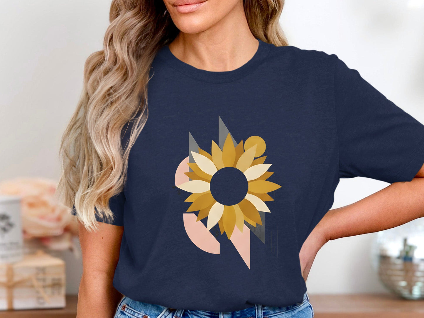 Geometric Sunflower Abstract T-Shirt