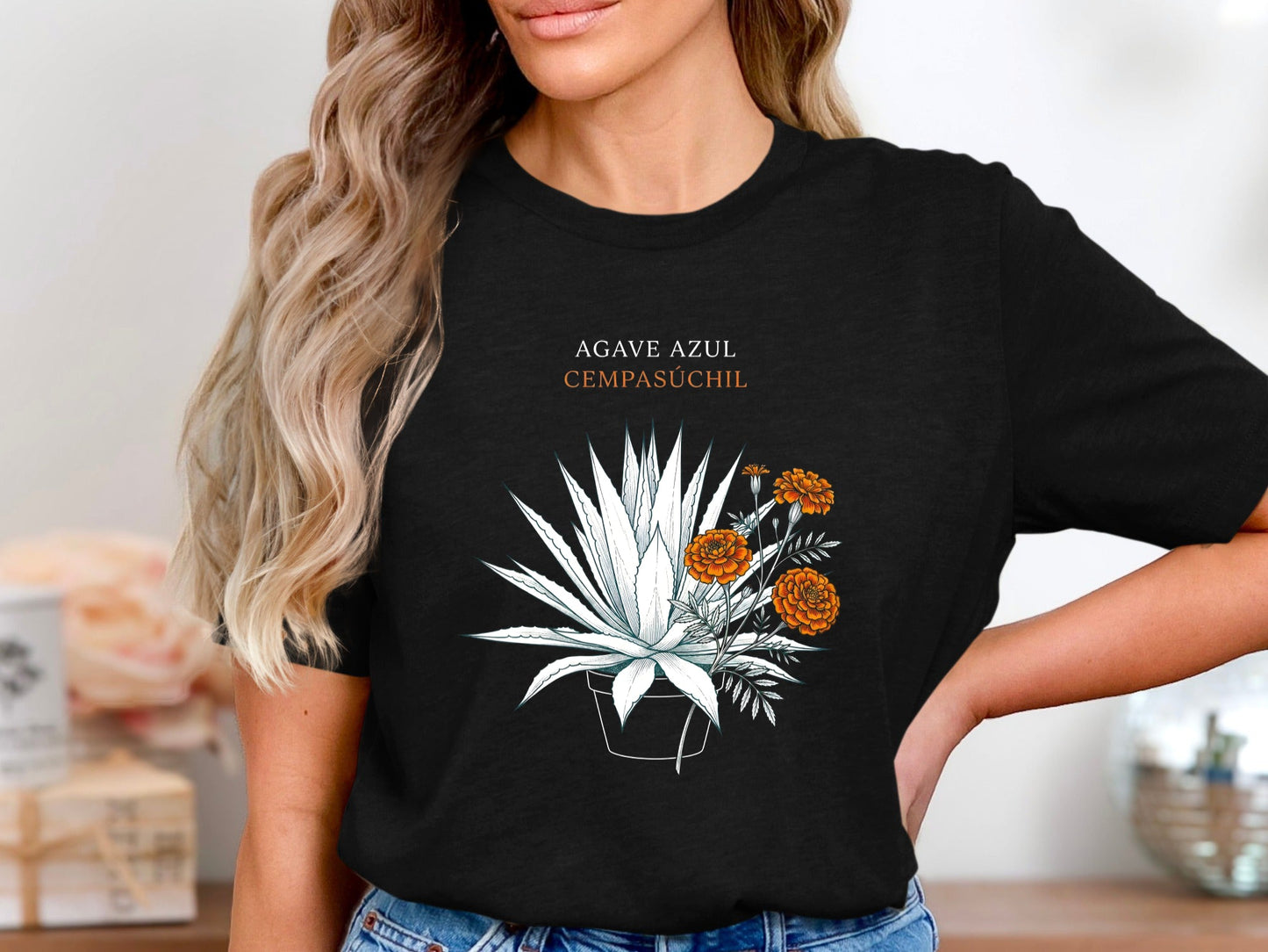 Agave Azul and Cempasúchil Floral Men's Tee