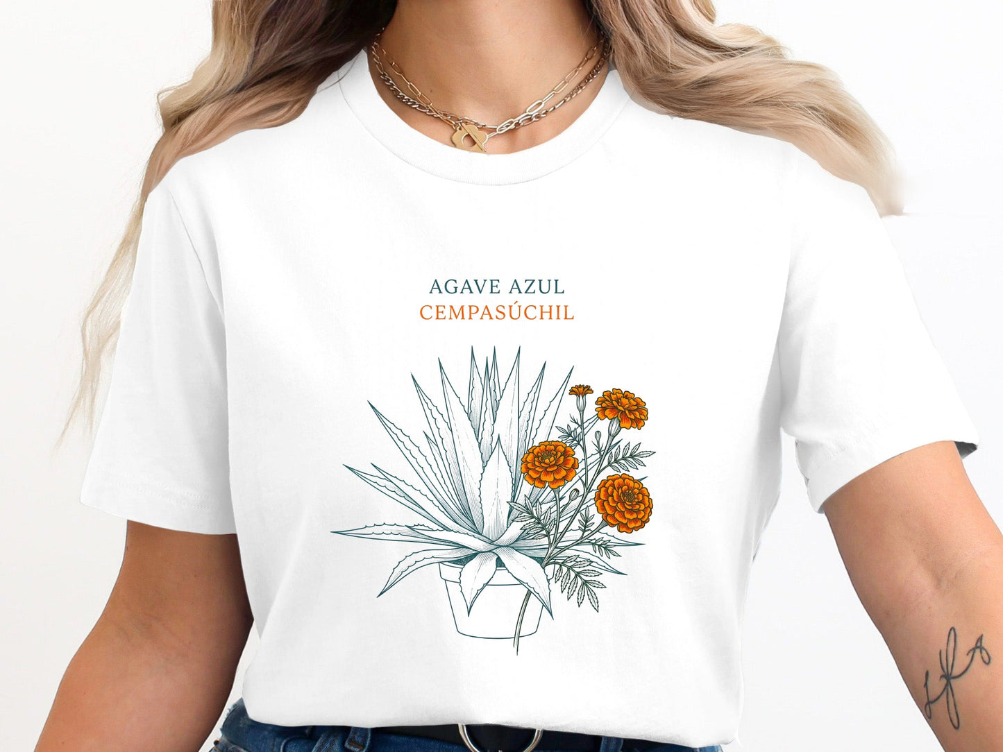 Agave Azul and Cempasúchil Floral Men's Tee