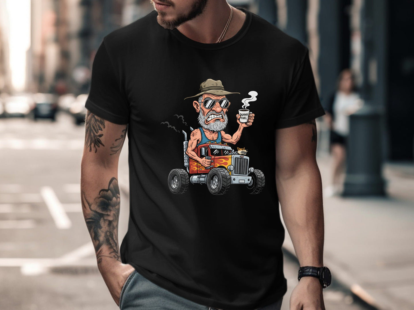 Angry Bearded Trucker 'Dunny Fuel' Graphic T-Shirt