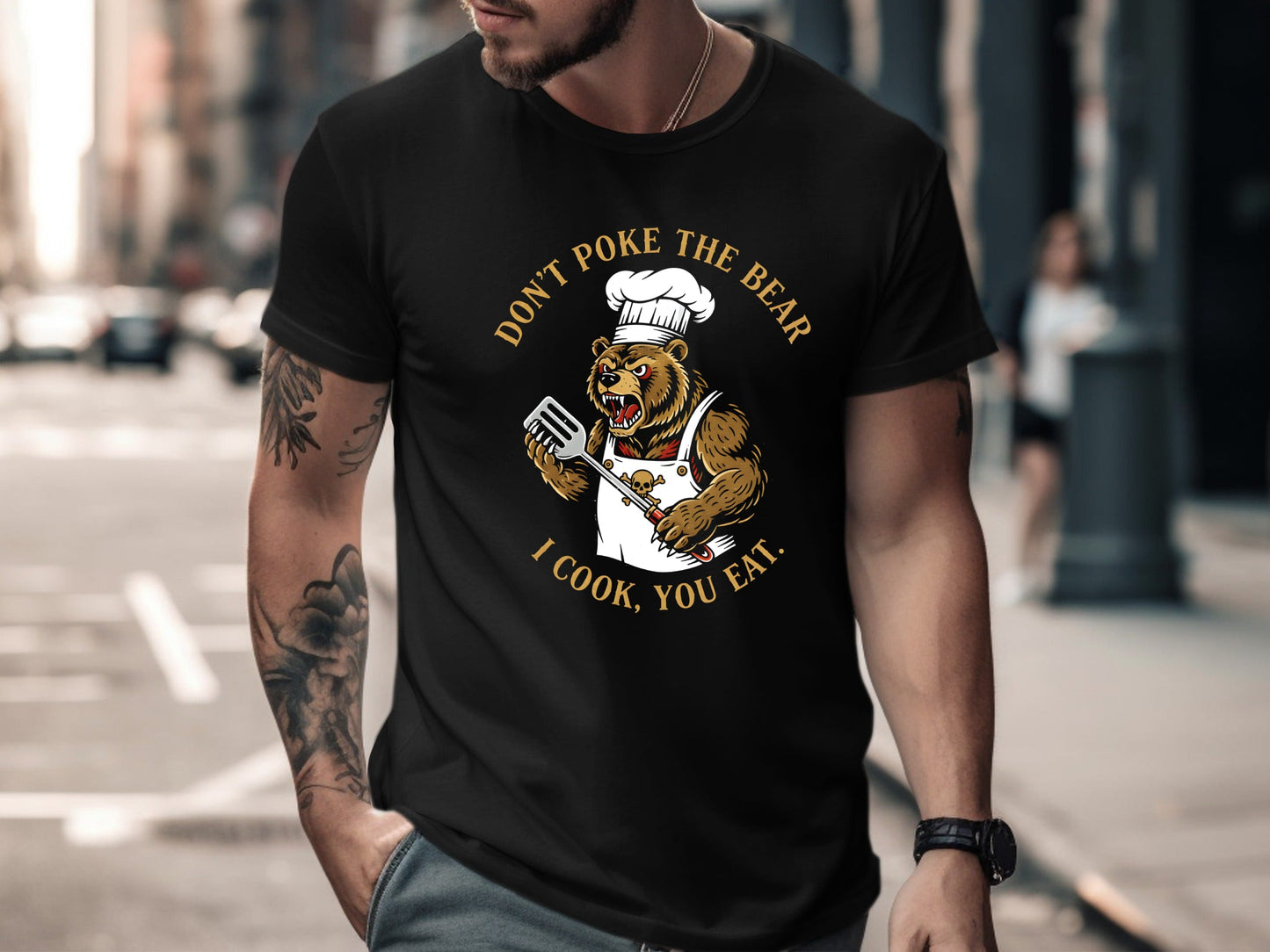 Don't Poke the Bear Chef Bear T-Shirt - Funny Kitchen Graphic