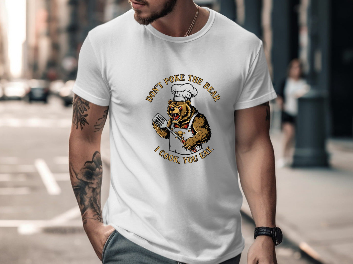 Don't Poke the Bear Chef Bear T-Shirt - Funny Kitchen Graphic