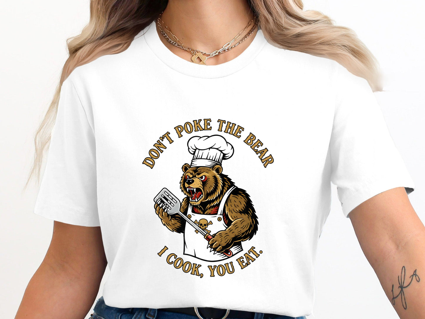 Don't Poke the Bear Chef Bear T-Shirt - Funny Kitchen Graphic
