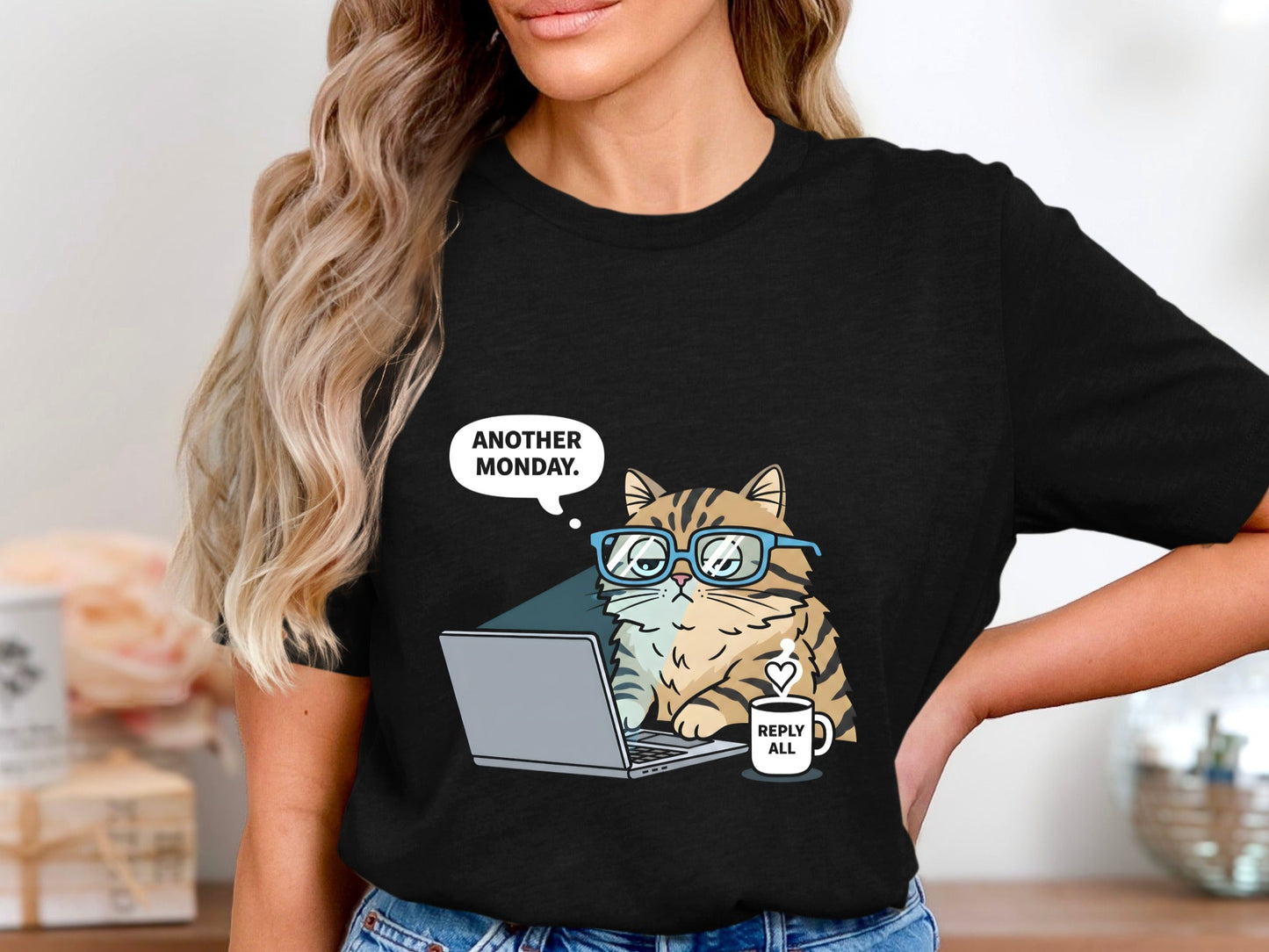 Another Monday Funny Grumpy Cat Black T-Shirt
