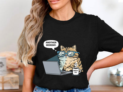 Another Monday Funny Grumpy Cat Black T-Shirt