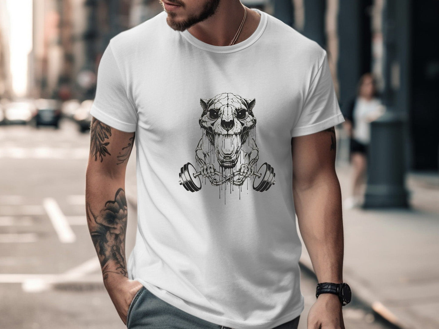 Dripping Panther Skull Gym & Weightlifting T-Shirt