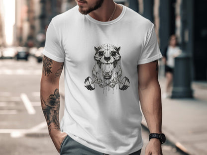 Dripping Panther Skull Gym & Weightlifting T-Shirt