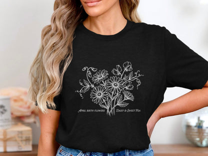 April Birth Flower Daisy & Sweet Pea Tee