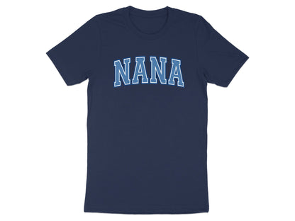 Classic Arched Nana Varsity Tee - Distressed College Font Shirt