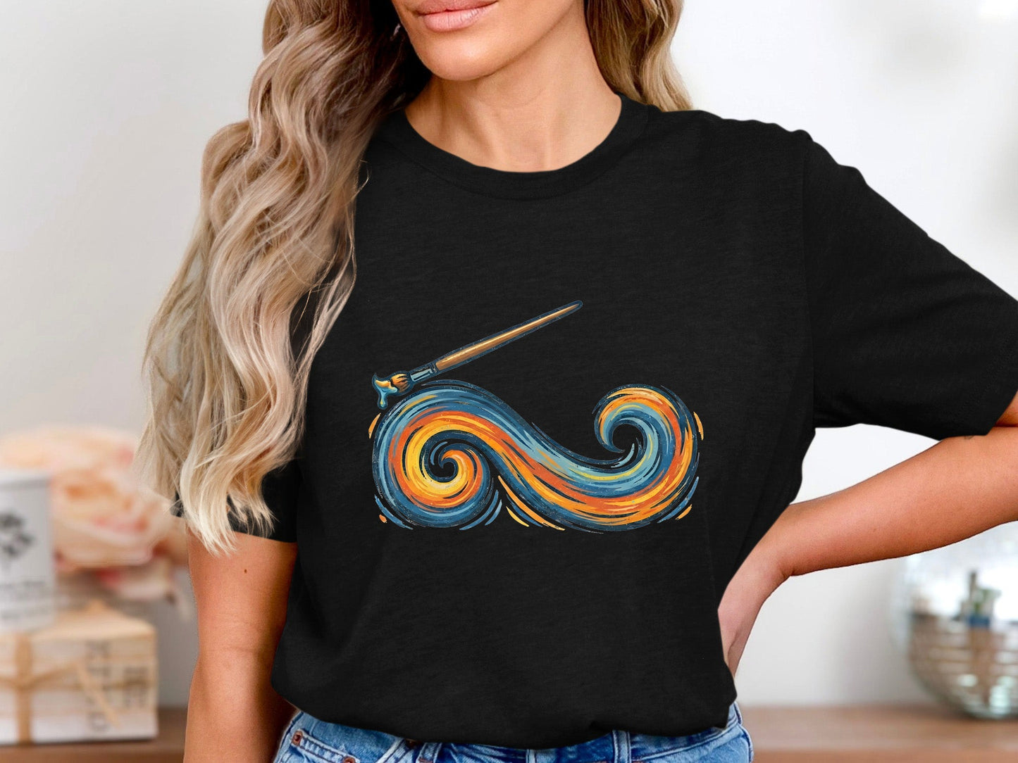 Painted Wave Graphic Tee | Starry Night Surf Shirt