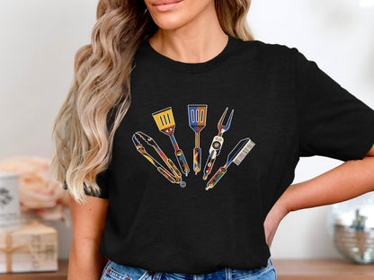 Colourful Pop-Art BBQ Utensils T-Shirt