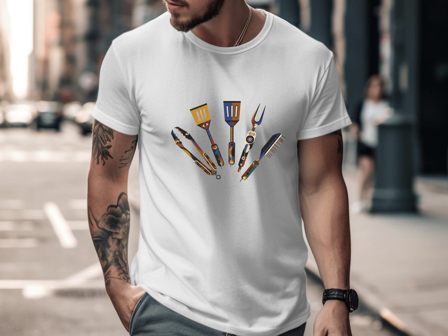 Colourful Pop-Art BBQ Utensils T-Shirt