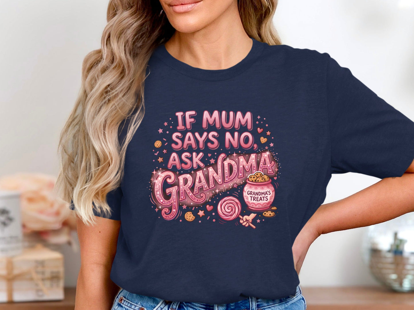 If Mum Says No Ask Grandma Tee - Funny Novelty Kids Quote Shirt