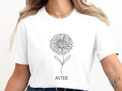 Aster Flower Line Art Graphic Tee