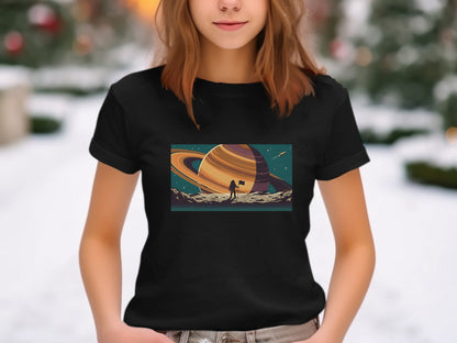 Saturn Horizon Astronaut Landscape T-Shirt