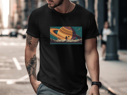 Saturn Horizon Astronaut Landscape T-Shirt